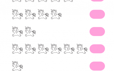 Räkna och färglägg enhörningar